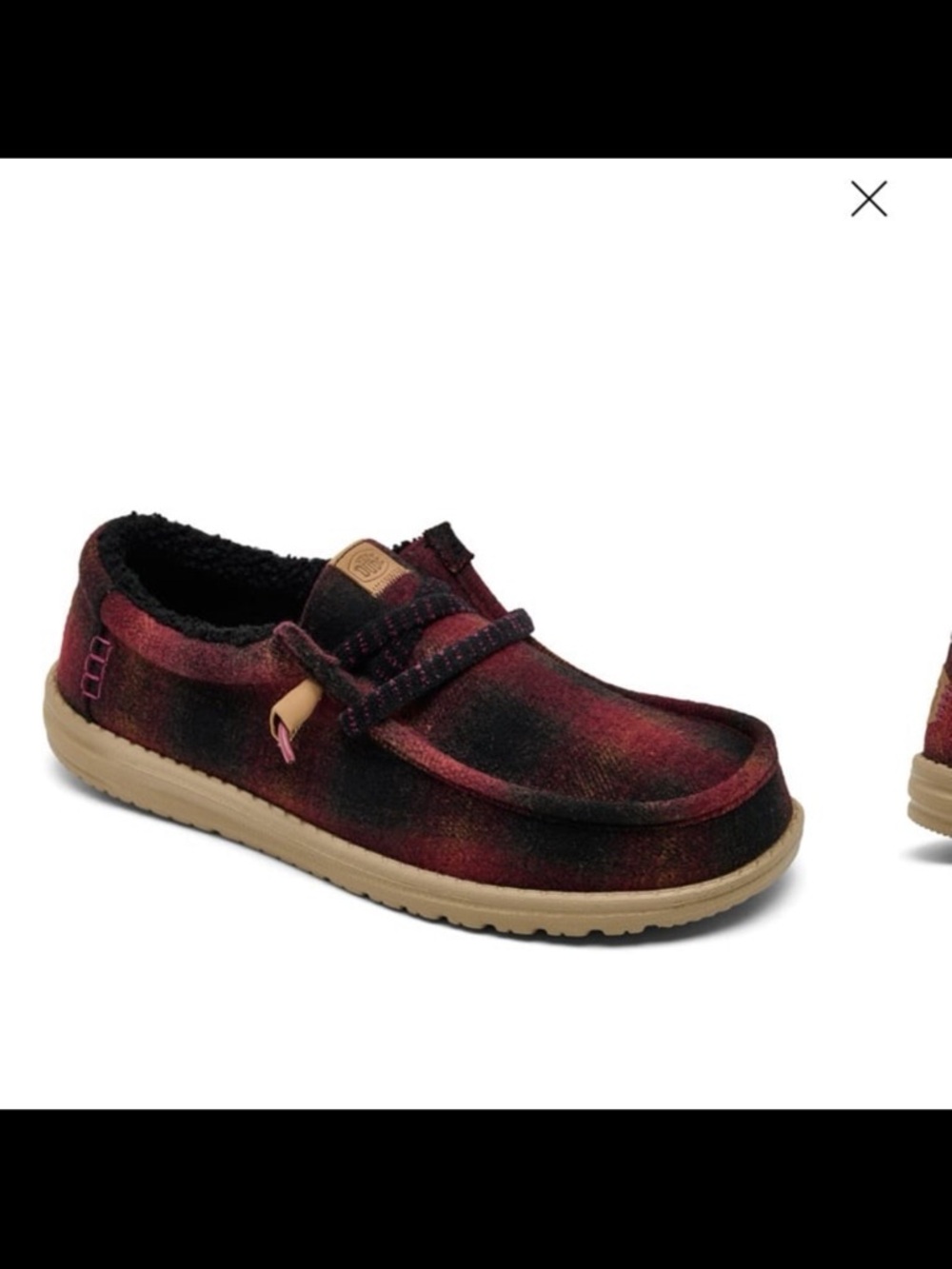 NWT hey dude men’s Wally cozy plaid slip on casual moccasin sneakers size 9